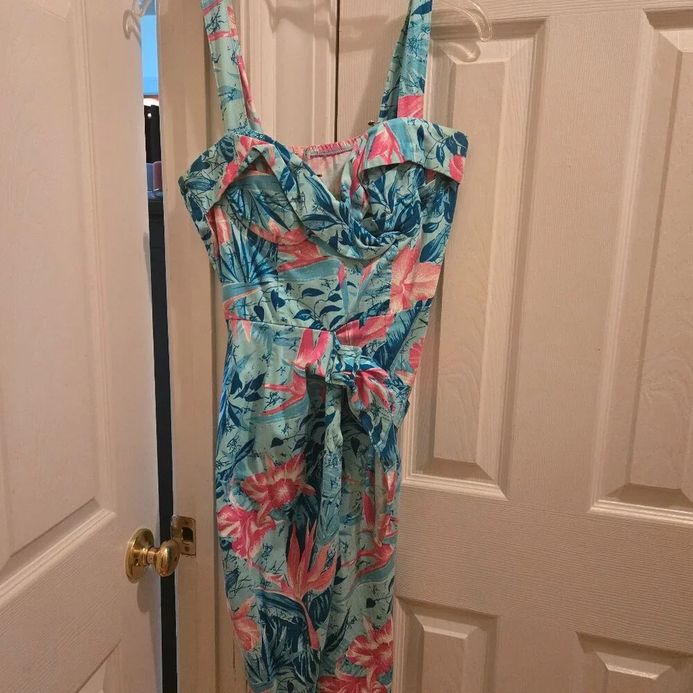 EUC Pinup Couture Malibu Tiki Dress- Size M- UNICORN - Picture 1 of 4